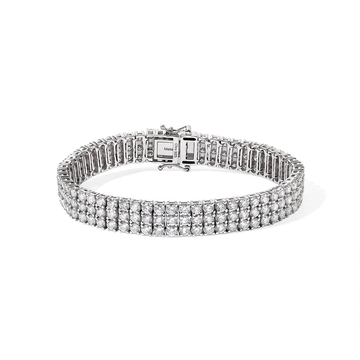 BLACK FRIDAY SPECIAL - D'Joy Moissanite Cluster Bracelet (Size - 7.5) with GB Lock Box in Rhodium Overlay Sterling Silver 16.70 Ct, Silver Wt. 23.80 Gms 8775032 1