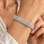 D'joy Moissanite Cluster Bracelet (Size - 7.5) in Rhodium OverlaySterling Silver, Silver Wt.23 Gms  16.686  Ct._8775032_2