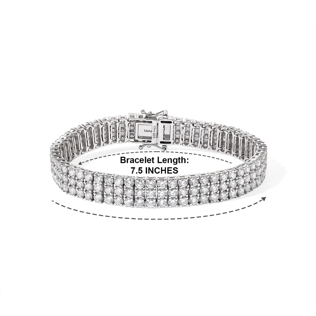 D'joy Moissanite Cluster Bracelet (Size - 7.5) in Rhodium OverlaySterling Silver, Silver Wt.23 Gms  16.686  Ct._8775032_4