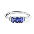 D'Joy - AAA Tanzanite & Natural White Diamond Ring in Platinum Overlay Sterling Silver 0.80 Ct._8775074