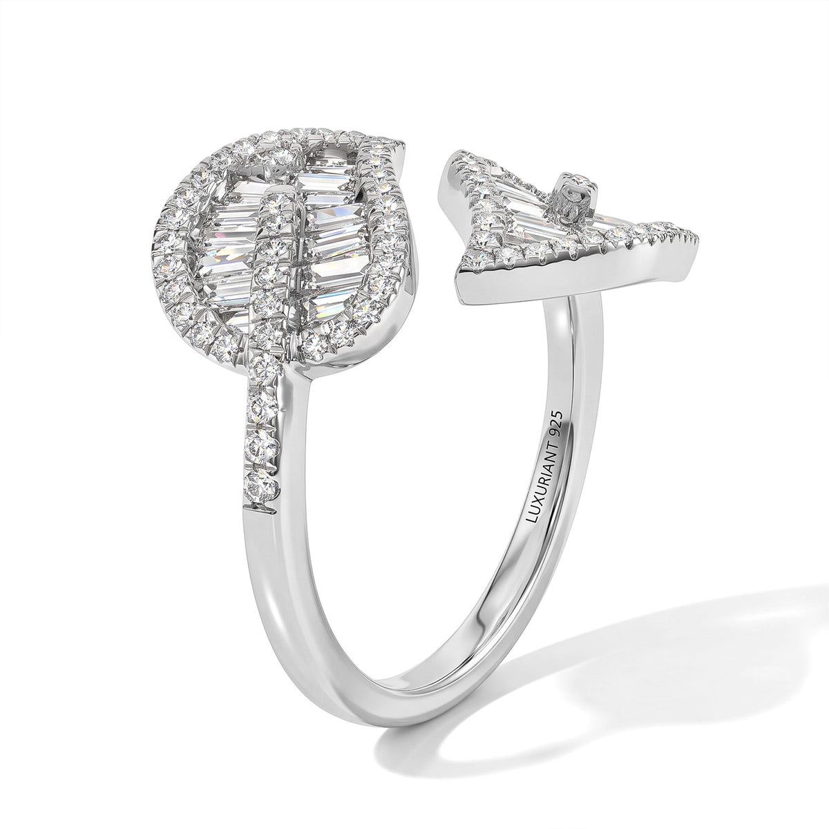 Luxuriant - Lab Grown Diamond Leaf Design Bypass Ring in Rhodium Overlay Sterling Silver 1.50 Ct. 8775529 3