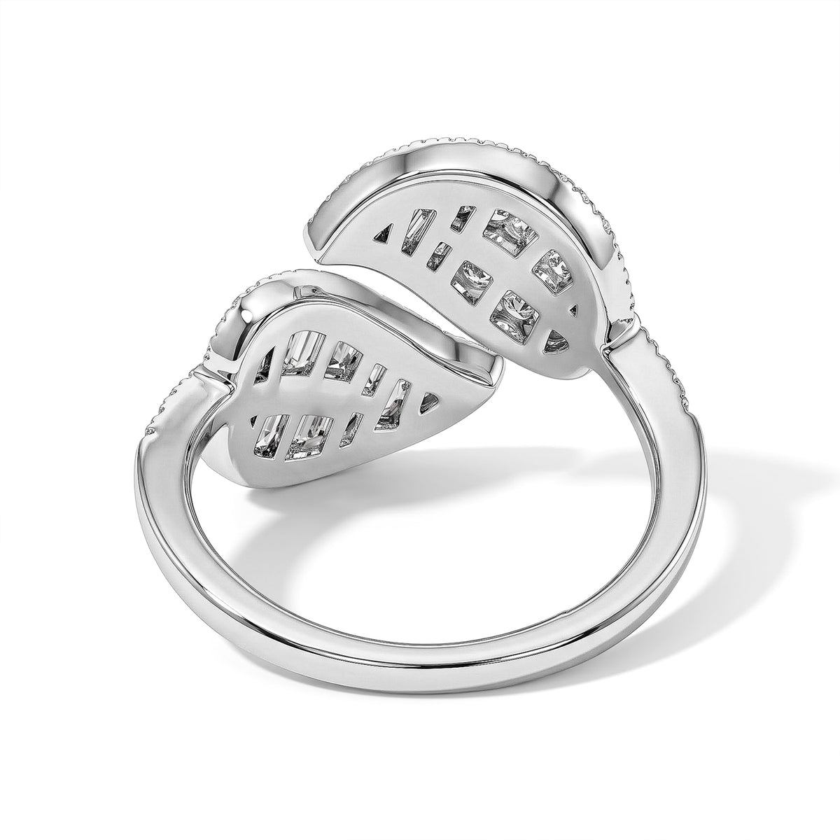 Luxuriant - Lab Grown Diamond Leaf Design Bypass Ring in Rhodium Overlay Sterling Silver 1.50 Ct. 8775529 4