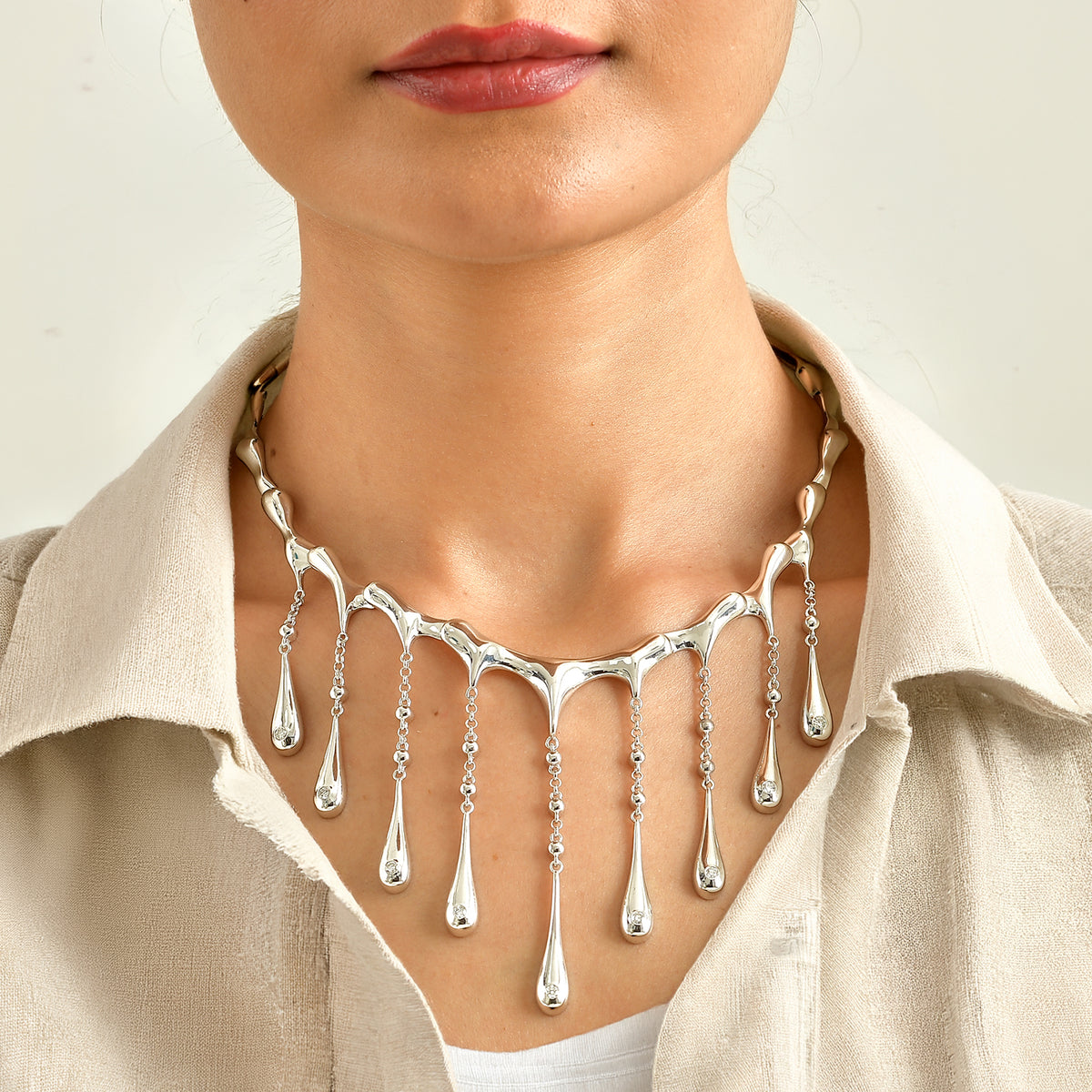 Lucy Q - Lab Grown Diamond (SI/G-H) Necklace (Size - 20) in Rhodium Overlay Sterling Silver 0.75 Ct, Silver Wt. 62.00 Gms 8775609 1