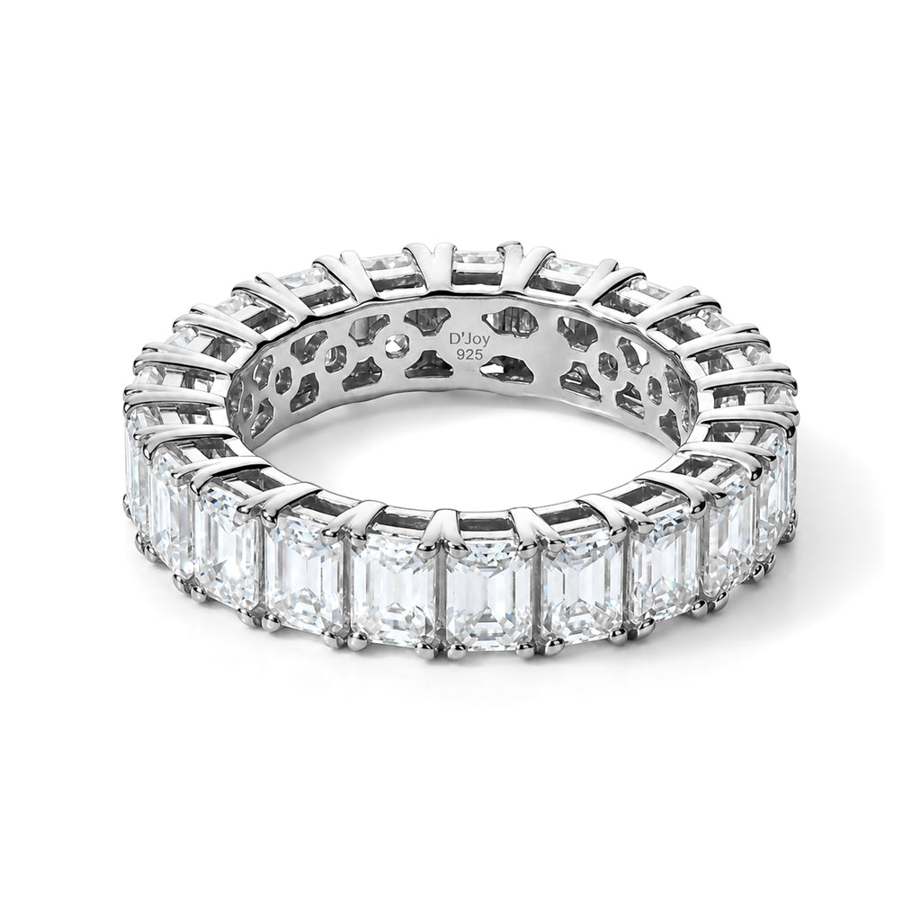 D'joy Moissanite Band Ring in Platinum OverlaySterling Silver  4.578  Ct._8775621
