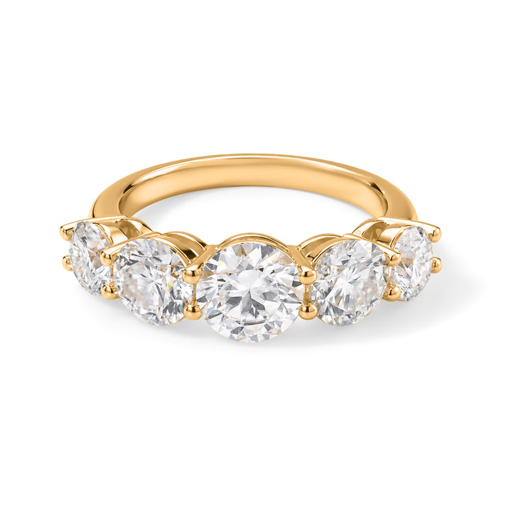 D'Joy - Moissanite 5 Stone Ring in Yellow Gold Plated Sterling Silver 4.00 Ct. 8775941 1