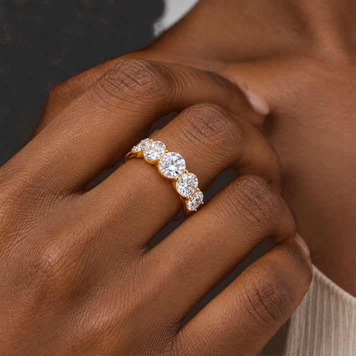 D'Joy - Moissanite 5 Stone Ring in Yellow Gold Plated Sterling Silver 4.00 Ct. 8775941 2