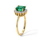 Luxuriant - Zambian Emerald & Lab Grown Diamond (SI/G-H) Halo Ring in 18K Vermeil Yellow Gold Plated Sterling Silver 2.00 Ct._8776403_2