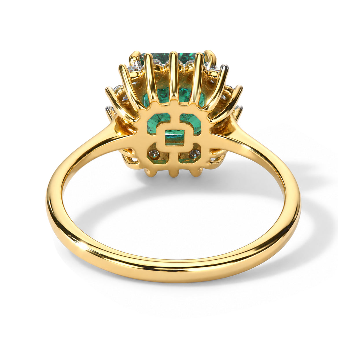Luxuriant - Zambian Emerald &amp; Lab Grown Diamond (SI-G-H) Halo Ring in 18K Vermeil Yellow Gold Plated Sterling Silver 2.00 Ct. 8776403 3