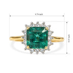 Luxuriant - Zambian Emerald & Lab Grown Diamond (SI/G-H) Halo Ring in 18K Vermeil Yellow Gold Plated Sterling Silver 2.00 Ct._8776403_4
