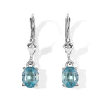 D'Joy - Blue Zircon Solitaire Earring with Lever Back in Platinum Overlay Sterling Silver 2.15 Ct._8776425