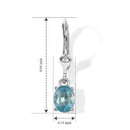 D'Joy - Blue Zircon Solitaire Earring with Lever Back in Platinum Overlay Sterling Silver 2.15 Ct._8776425_4