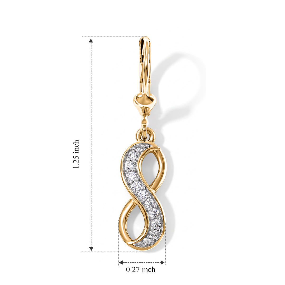 Luxuriant - Lab Grown Diamond (SI-G-H) Infinity Drop Earring with Lever Back in 18K Vermeil Yellow Gold Plated Sterling Silver 0.25 Ct. 8776488 4