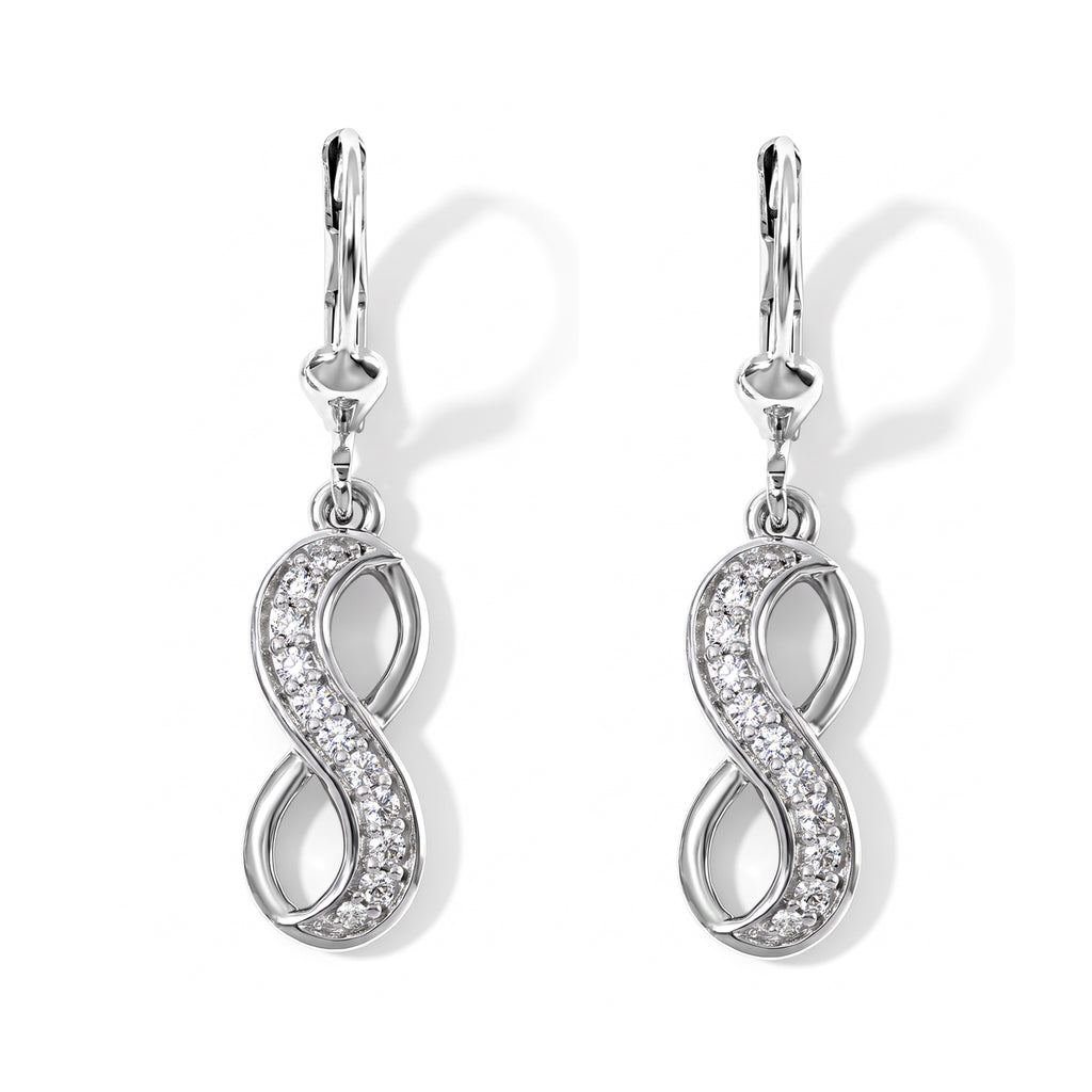 Luxuriant - Lab Grown Diamond (SI/G-H) Infinity Dangling Earring with Lever Back in Rhodium Overlay Sterling Silver 0.25 Ct._8776489