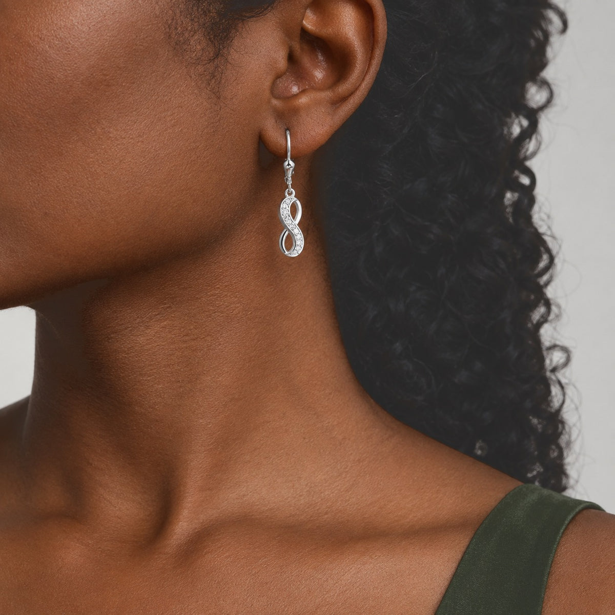 Luxuriant - Lab Grown Diamond (SI/G-H) Infinity Dangling Earring with Lever Back in Rhodium Overlay Sterling Silver 0.25 Ct. 8776489 2
