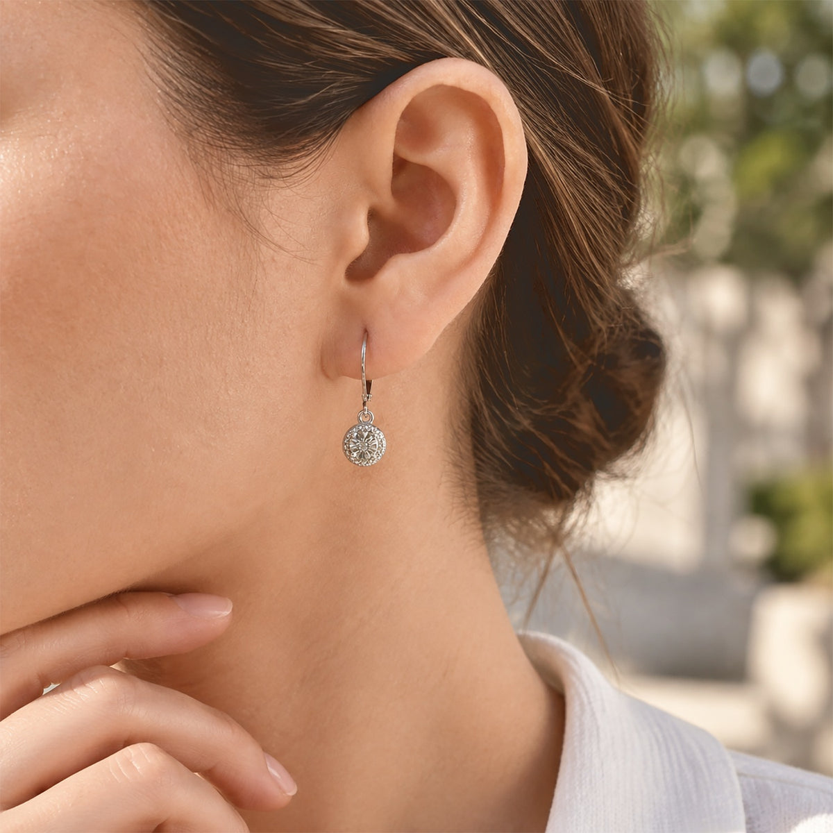 EverTrue - Natural White Diamond Solitaire Drop Earring with Lever Back 8777119 1