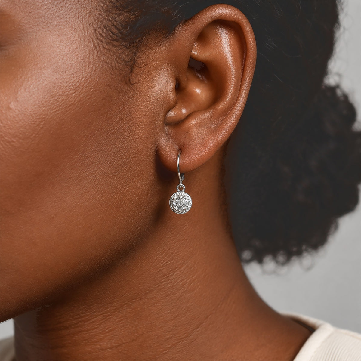 EverTrue - Natural White Diamond Solitaire Drop Earring with Lever Back 8777119 2