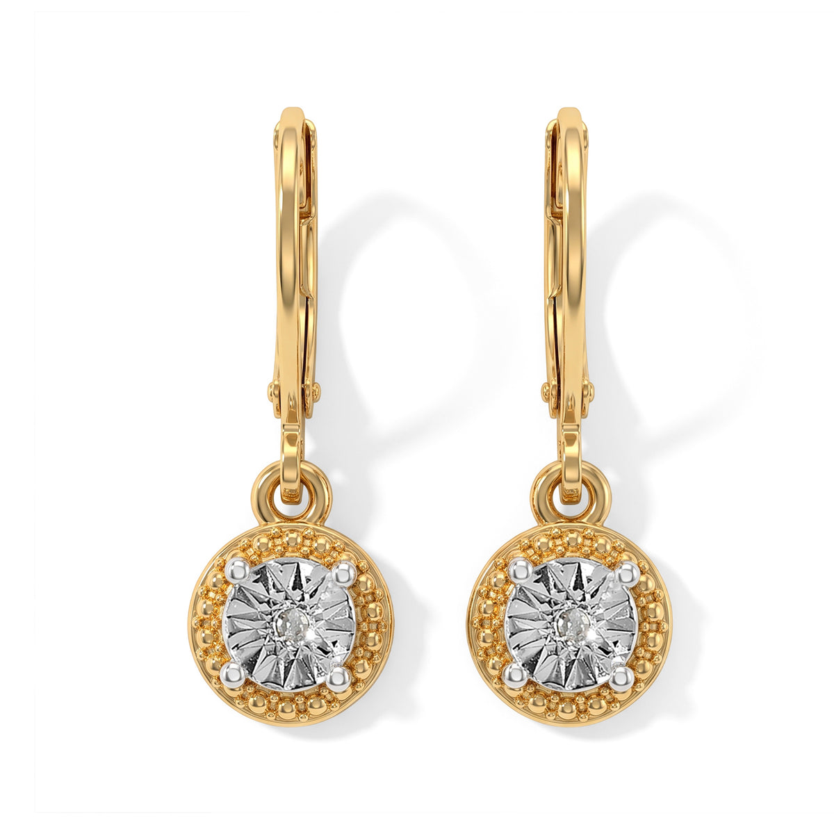 EverTrue - Natural White Diamond Solitaire Drop Earring with Lever Back in Yellow Gold Tone 8777120 0