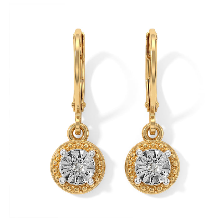EverTrue - Natural White Diamond Solitaire Drop Earring with Lever Back in Yellow Gold Tone 8777120 1