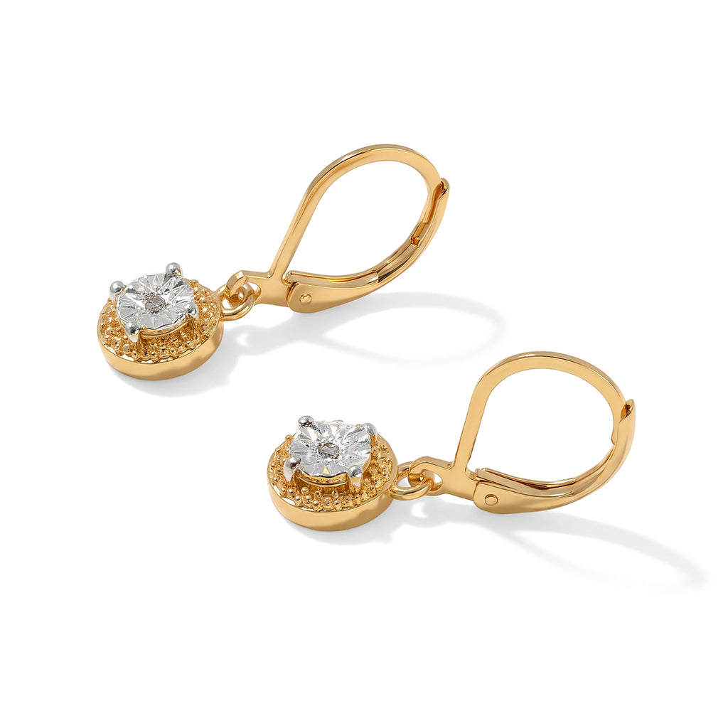 EverTrue - Natural White Diamond Solitaire Drop Earring with Lever Back in Yellow Gold Tone_8777120_3