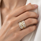 EverTrue - Natural White Diamond Leaf Vine Ring in Yellow Gold Tone_8777171_2