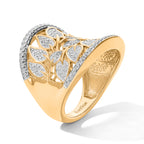 EverTrue - Natural White Diamond Leaf Vine Ring in Yellow Gold Tone_8777171_3