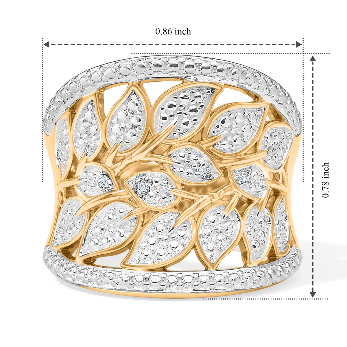EverTrue - Natural White Diamond Leaf Vine Ring in Yellow Gold Tone 8777171 5