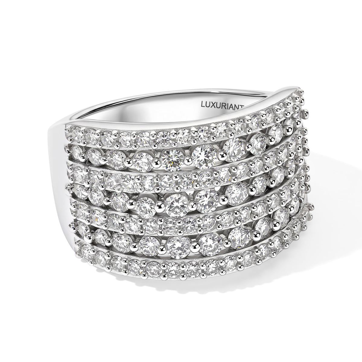 Luxuriant - Lab Grown Diamond Cluster Ring in Rhodium Overlay Sterling Silver 1.55 Ct. 8777239 0