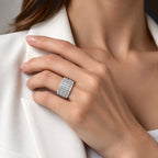 Luxuriant Lab Grown Diamond Cluster Ring in Rhodium OverlaySterling Silver, Silver Wt.6.3 Gms  1.650  Ct._8777239_2