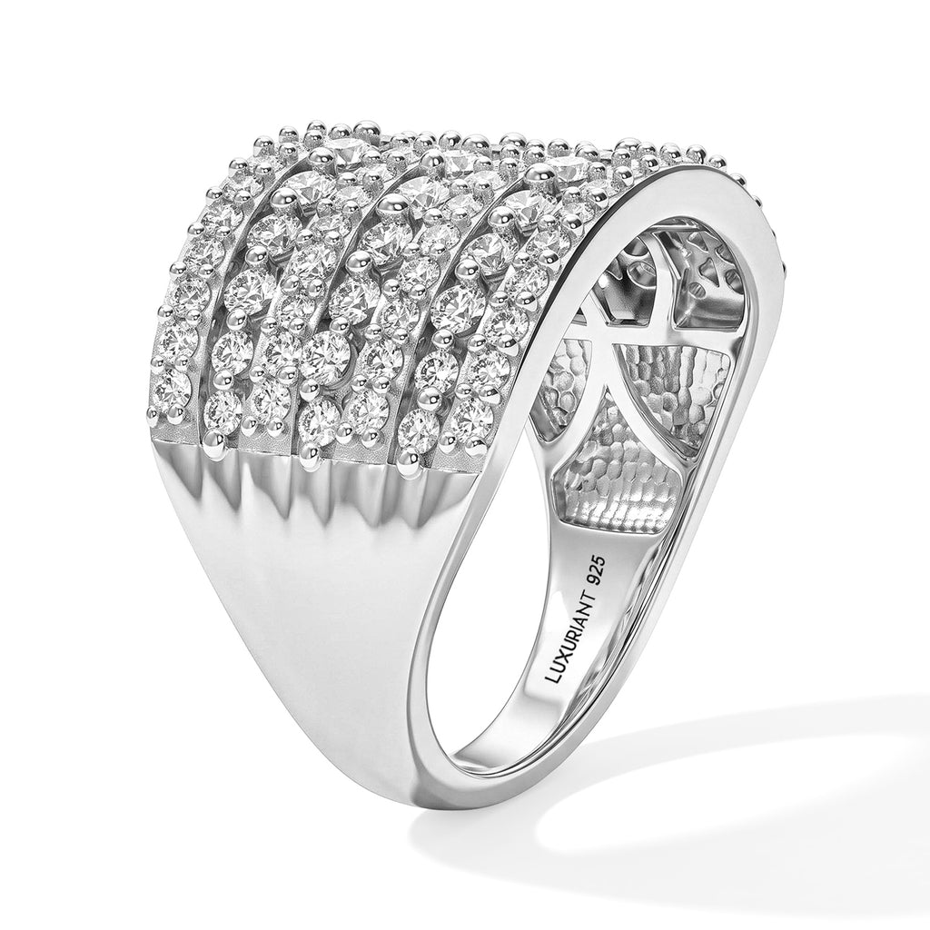 Luxuriant Lab Grown Diamond Cluster Ring in Rhodium OverlaySterling Silver, Silver Wt.6.3 Gms  1.650  Ct._8777239_3