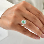 Luxoro - 10K Yellow Gold AAA Colombian Emerald & Natural White Diamond Halo Ring 1.10 Ct._8777289_1