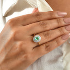 Luxoro - 10K Yellow Gold AAA Colombian Emerald & Natural White Diamond Halo Ring 1.10 Ct._8777289_2