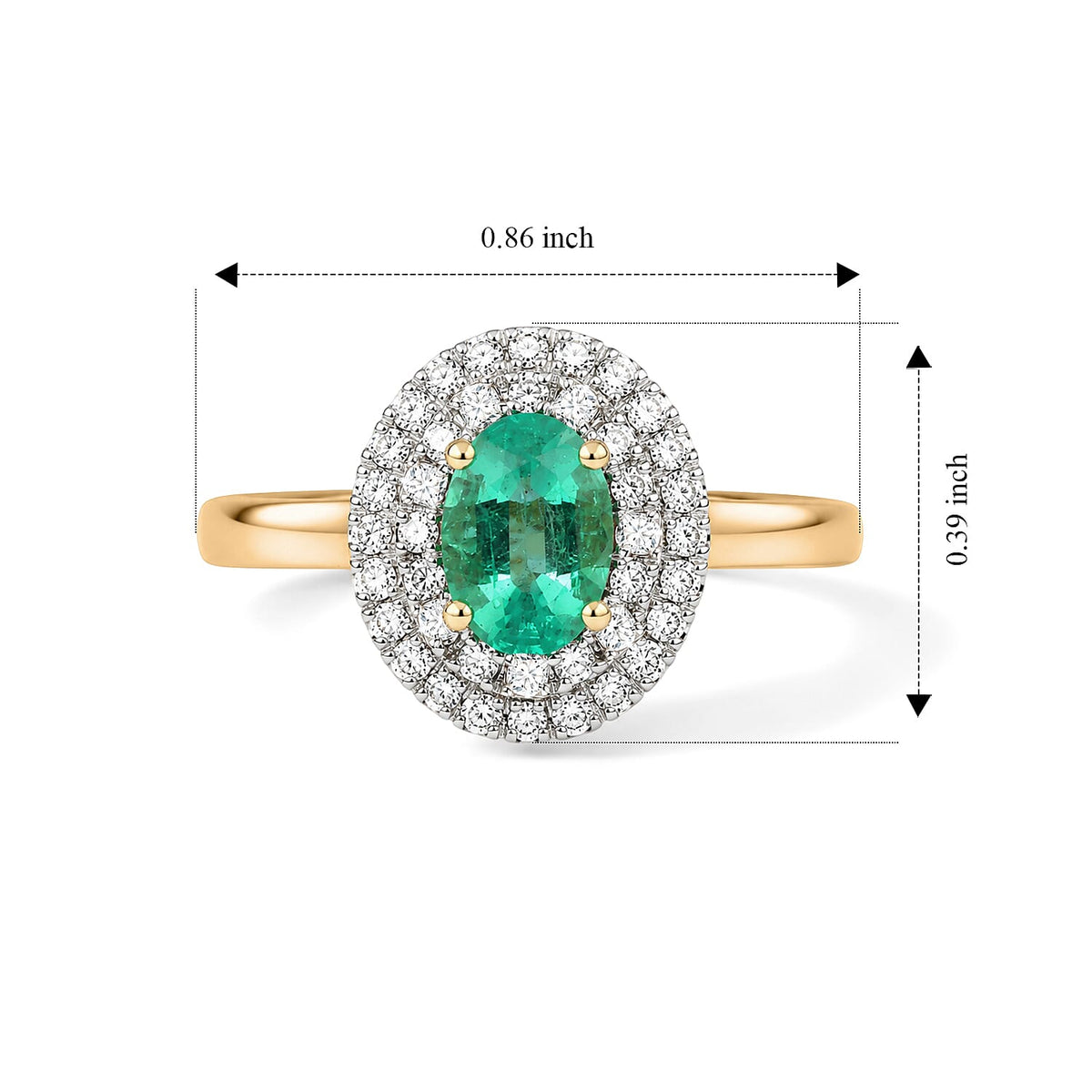Luxoro - 10K Yellow Gold AAA Colombian Emerald &amp; Natural White Diamond Halo Ring 1.10 Ct. 8777289 6