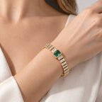 Green Crystal & White Cubic Zirconia Bracelet (Size - 7.5) 1.50 Ct._8777306_1