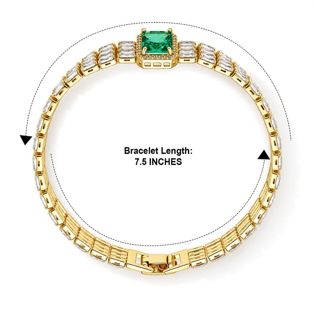 Green Crystal & White Cubic Zirconia Bracelet (Size - 7.5) 1.50 Ct._8777306_4