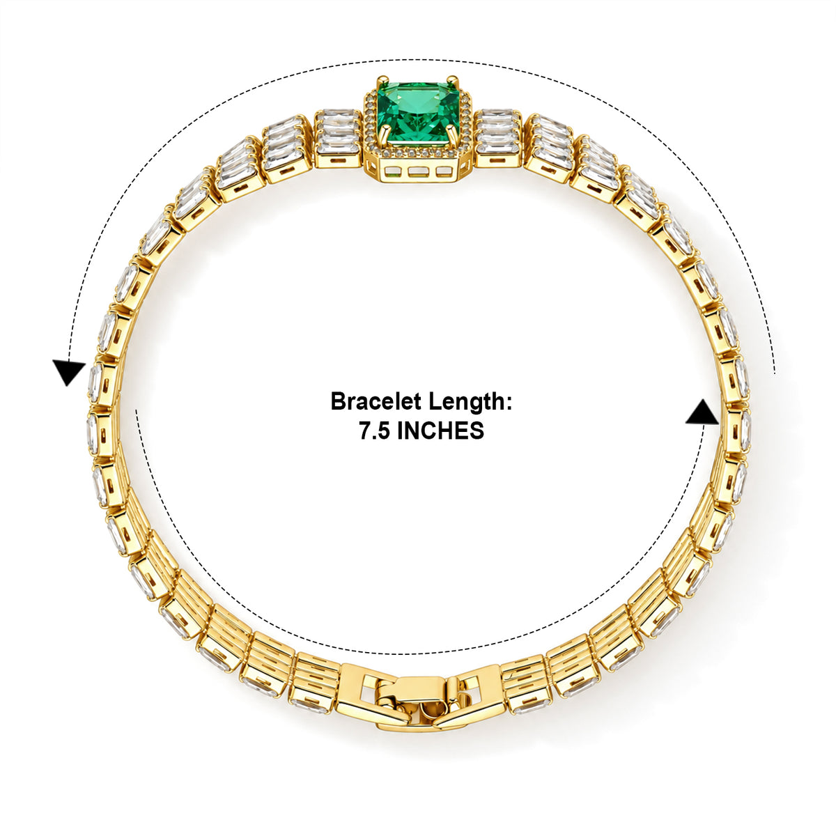 Green Crystal &amp; White Cubic Zirconia Bracelet (Size - 7.5) 1.50 Ct. 8777306 4