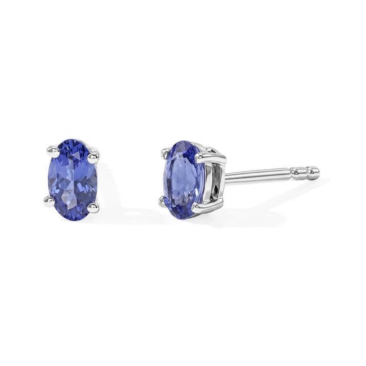 D'Joy - Premium Tanzanite Solitaire Stud Earring with Push Post in Platinum Overlay Sterling Silver. 8777472 1
