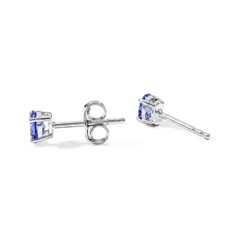 Tanzanite Solitaire Stud Earring with Push Post in Platinum Overlay Sterling Silver 0.50 Ct._8777472_3