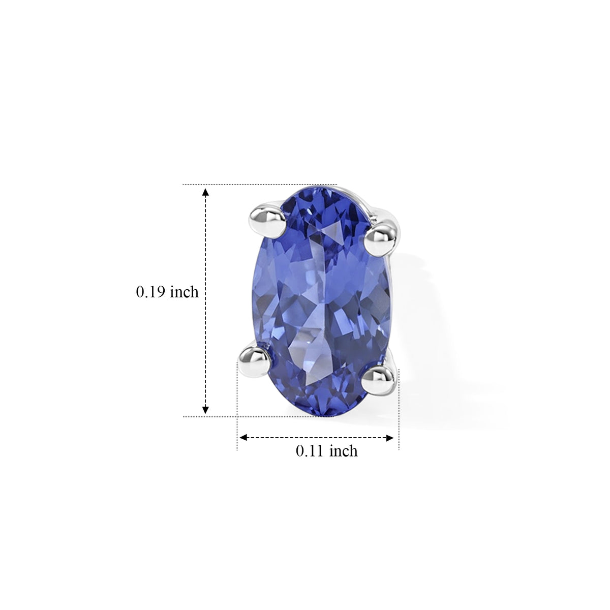 Tanzanite Solitaire Stud Earring with Push Post in Platinum Overlay Sterling Silver 0.50 Ct. 8777472 4