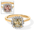 Luxuriant - AAA Turkizite & Lab Grown Diamond (SI/G-H) Halo Ring in 18K Vermeil Yellow Gold Plated Sterling Silver 1.40 Ct._8777474