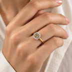 Luxuriant - AAA Turkizite & Lab Grown Diamond (SI/G-H) Halo Ring in 18K Vermeil Yellow Gold Plated Sterling Silver 1.40 Ct._8777474_2