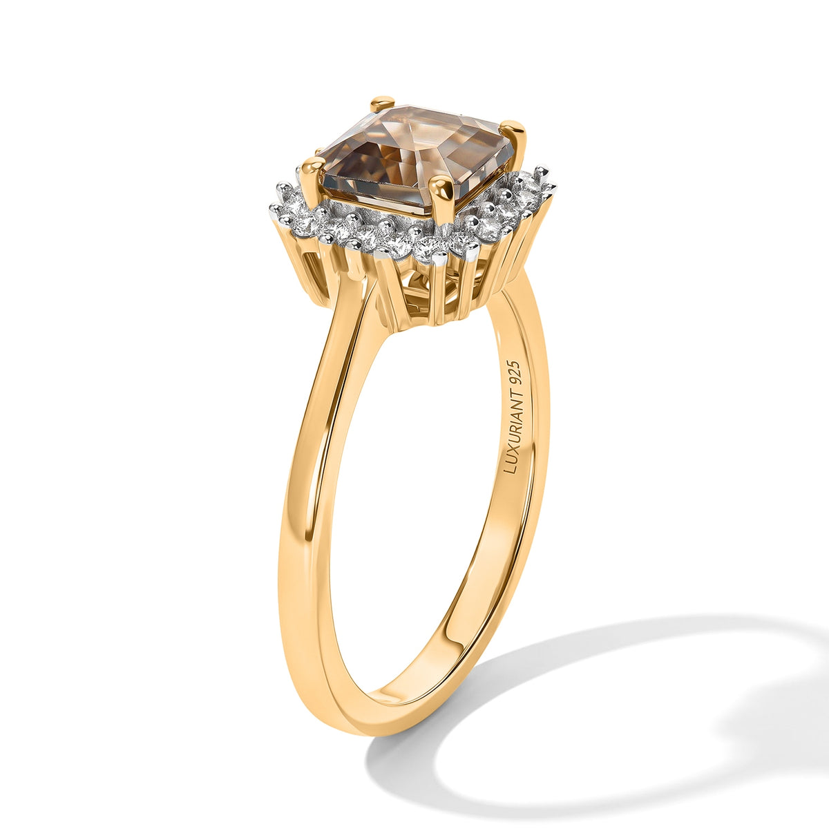 Luxuriant - AAA Turkizite &amp; Lab Grown Diamond (SI-G-H) Halo Ring in 18K Vermeil Yellow Gold Plated Sterling Silver 1.40 Ct. 8777474 3