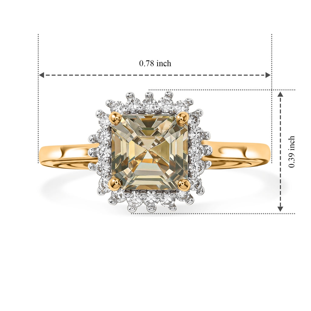 Luxuriant - AAA Turkizite & Lab Grown Diamond (SI/G-H) Halo Ring in 18K Vermeil Yellow Gold Plated Sterling Silver 1.40 Ct._8777474_5