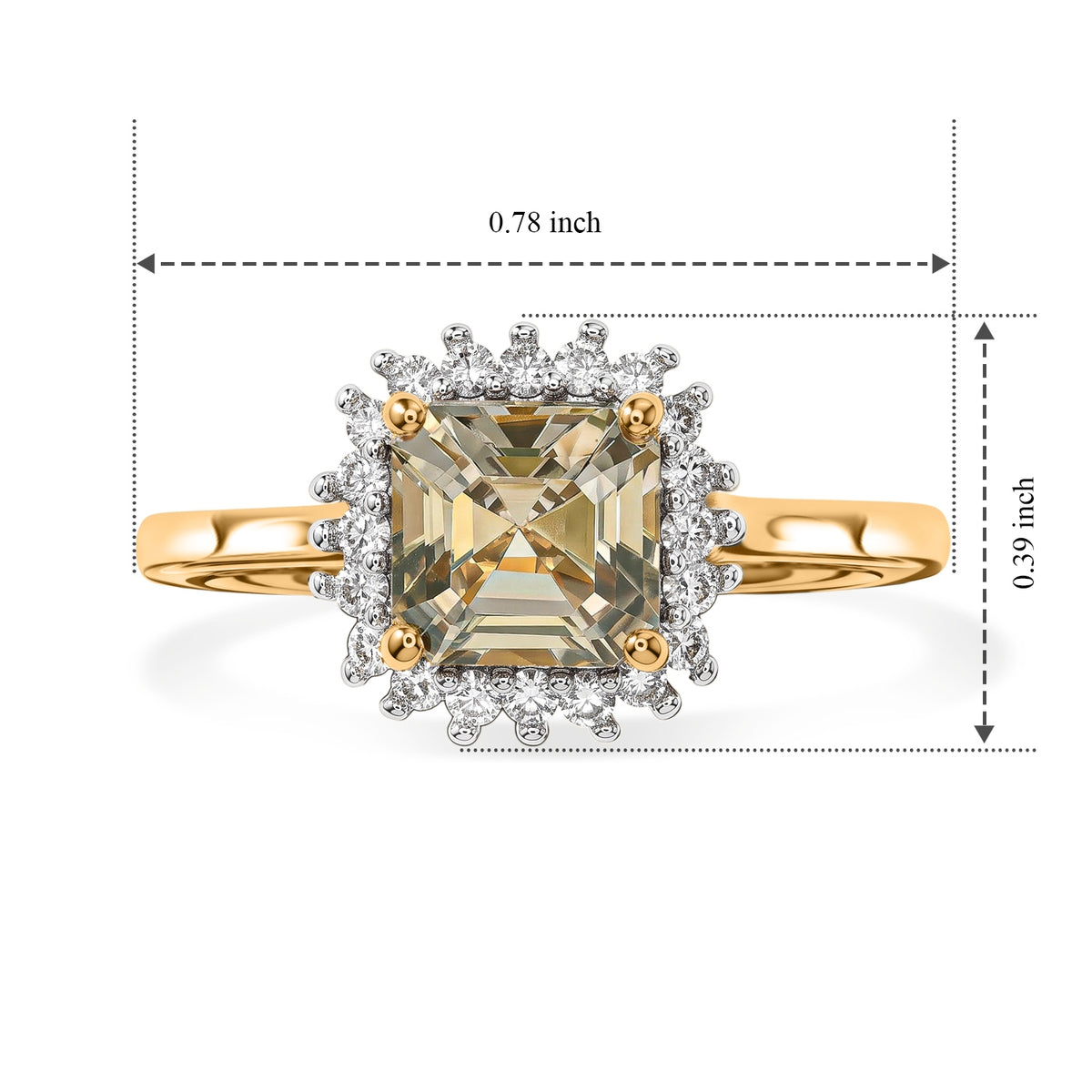 Luxuriant - AAA Turkizite &amp; Lab Grown Diamond (SI-G-H) Halo Ring in 18K Vermeil Yellow Gold Plated Sterling Silver 1.40 Ct. 8777474 5