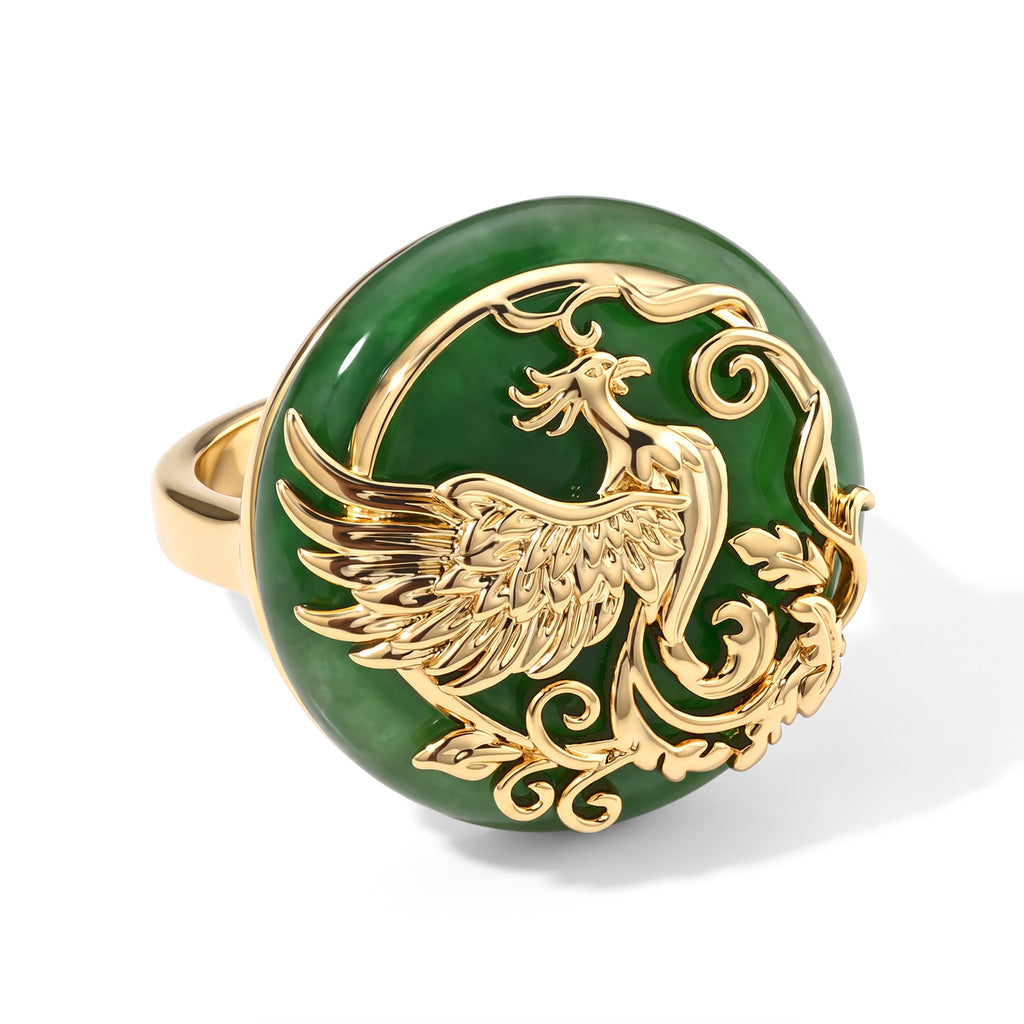 EverTrue Dyed Green Jade Fancy Ring Pure Yellow Brass  22.000  Ct._8778165