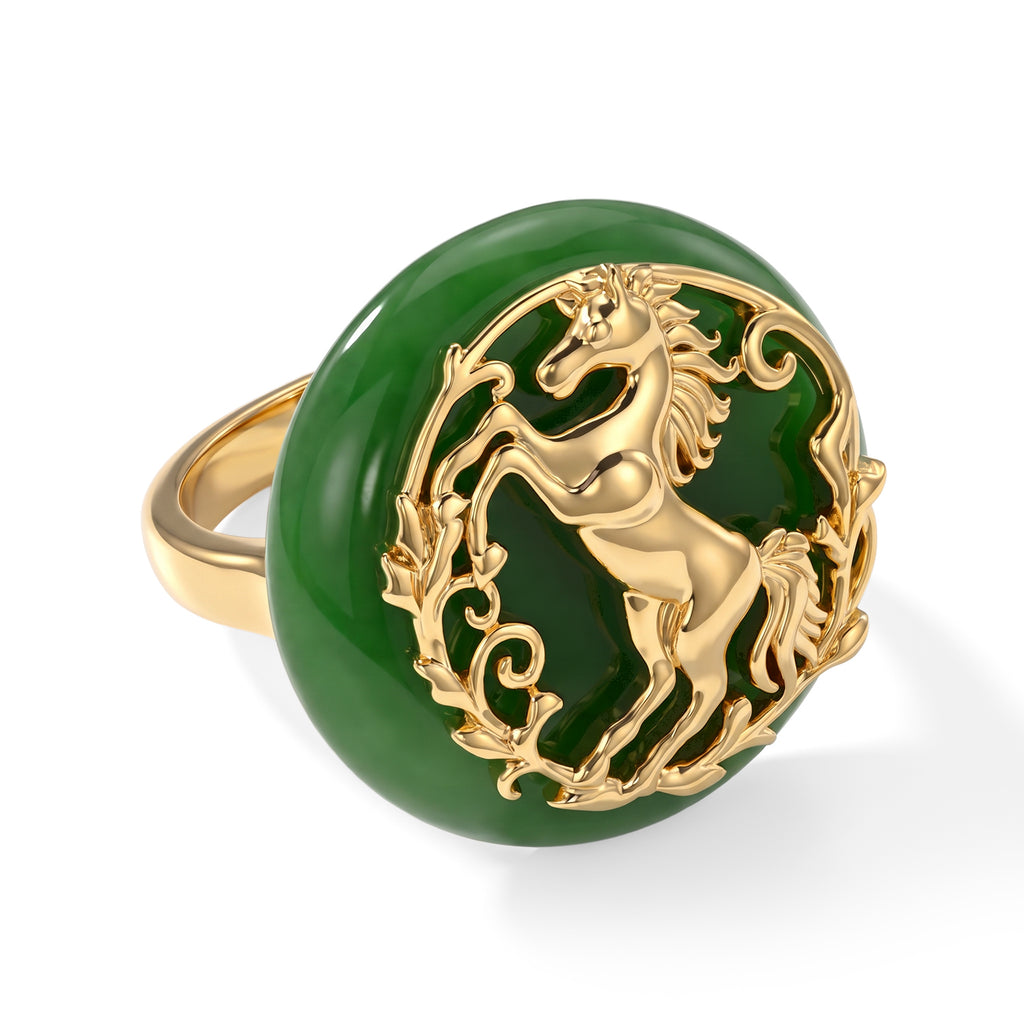 EverTrue Dyed Green Jade Fancy Ring Pure Yellow Brass  22.000  Ct._8778203