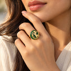 EverTrue Dyed Green Jade Fancy Ring Pure Yellow Brass  22.000  Ct._8778203_1