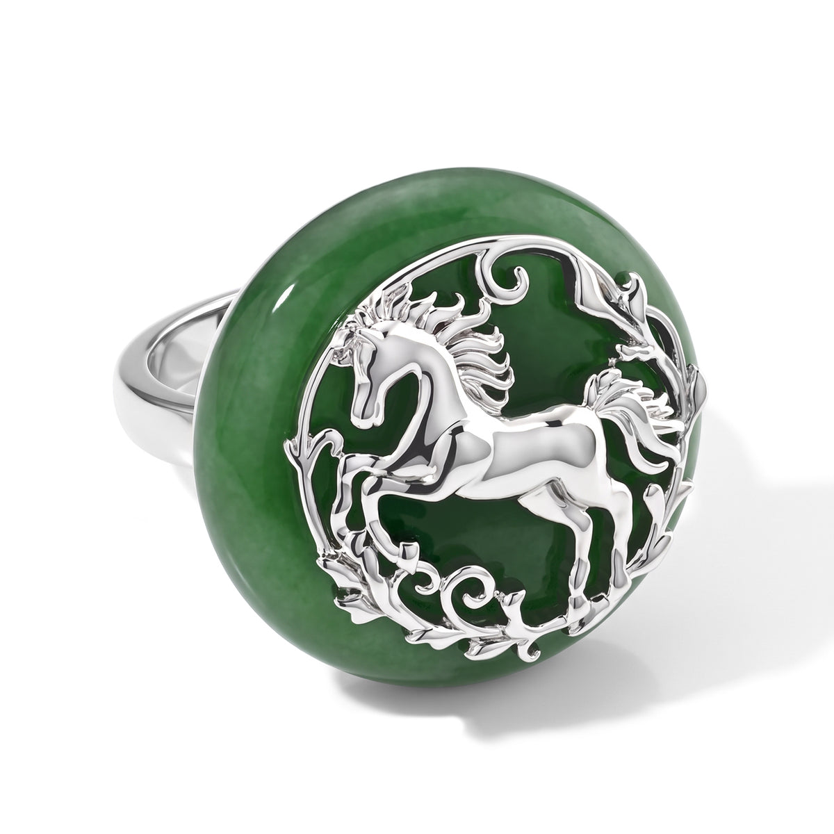 EverTrue - Dyed Green Jade Horse Ring 22.00 Ct. 8778206 0