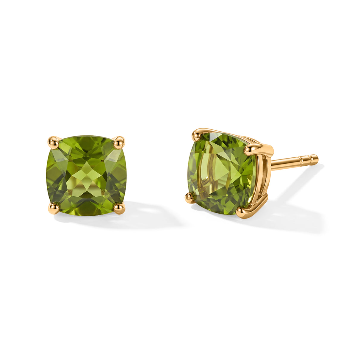 D'Joy - Peridot Solitaire Stud Earring with Push Post in Yellow Gold Plated Sterling Silver 4.40 Ct. 8778260 0
