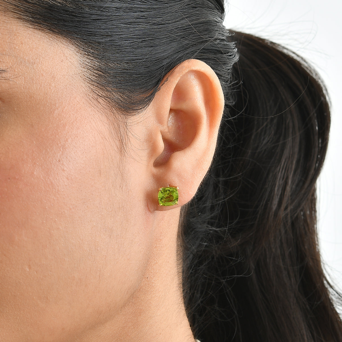 D'Joy - Peridot Solitaire Stud Earring with Push Post in Yellow Gold Plated Sterling Silver 4.40 Ct. 8778260 1