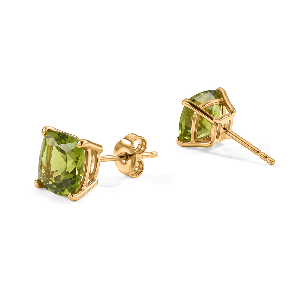 D'Joy - Peridot Solitaire Stud Earring with Push Post in Yellow Gold Plated Sterling Silver 4.40 Ct. 8778260 2